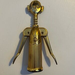 Vintage 1983 metal gold tone Pierre the Sommelier corkscrew, made in Italy